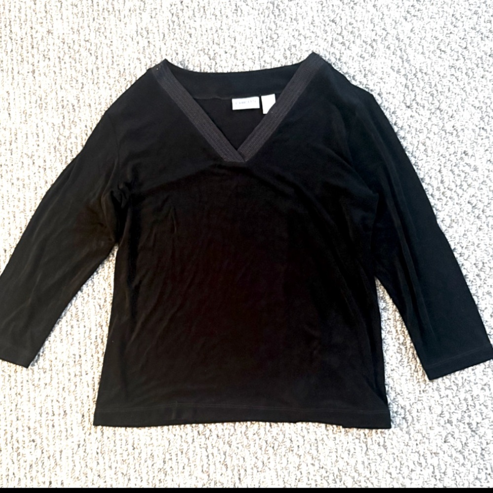 Chico’s Black Long Sleeve V-Neck Top Size 3/XL